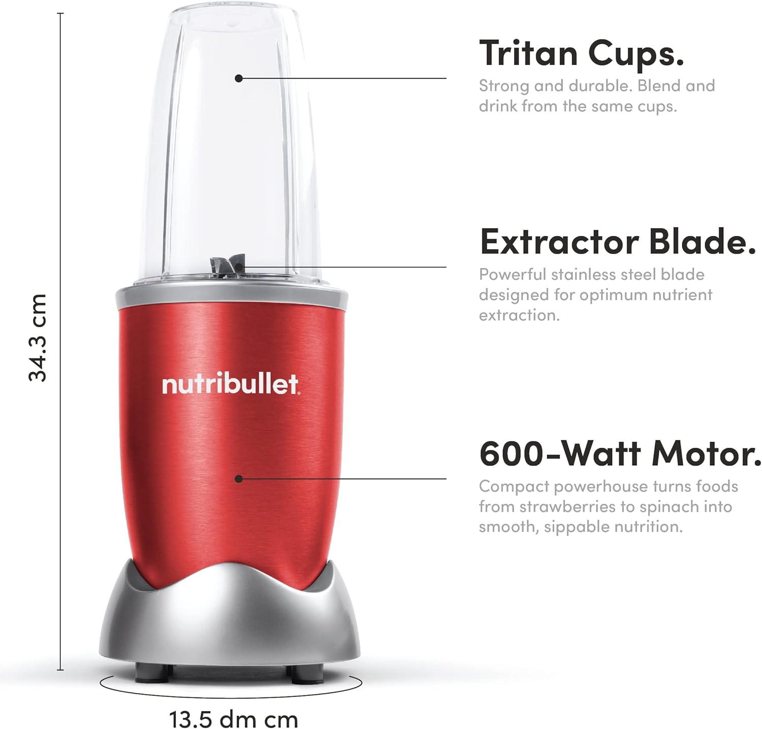 NutriBullet 600W Nutrient Extractor – 9 Piece Set (Red)