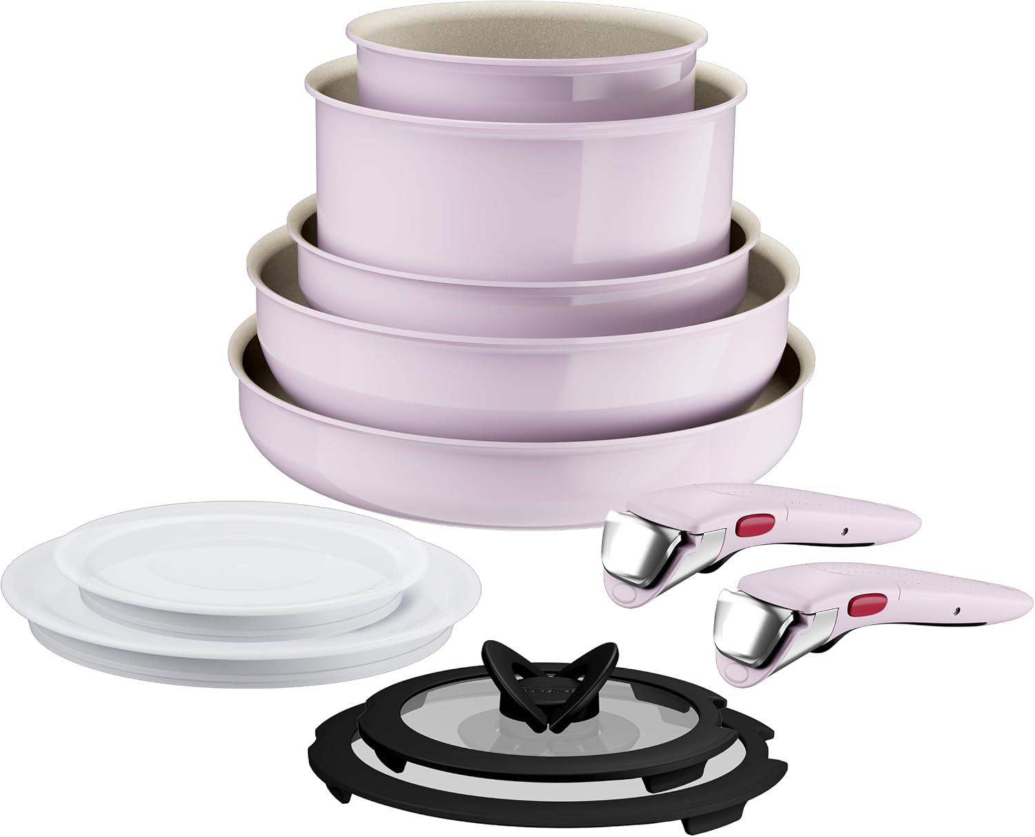 Tefal Ingenio Serenity 11-Piece Cookware Set Pink Clay Stackable Wok