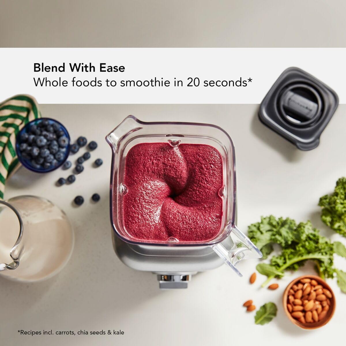 KitchenAid Artisan K400 Blender – Glass Jar & 3 Programs (Almond Cream)
