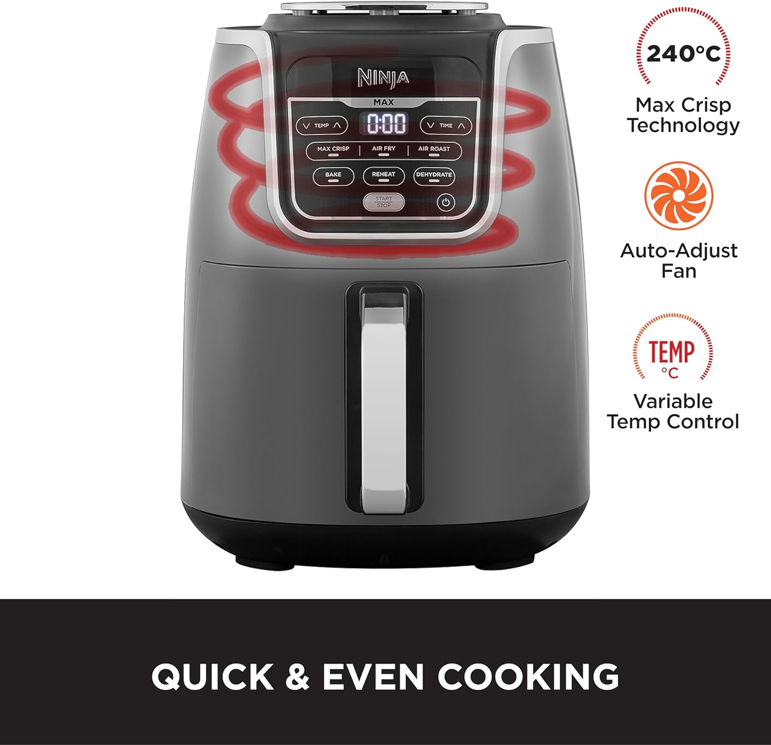 Ninja Air Fryer Max Xl , Max Crisp, Air Roast, Bake, Reheat, Dehydrate