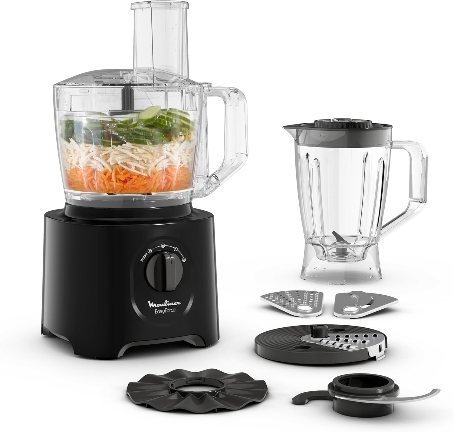 Moulinex Food Processor 800W – (2.4L, 6 Attachments, 25 Functions)