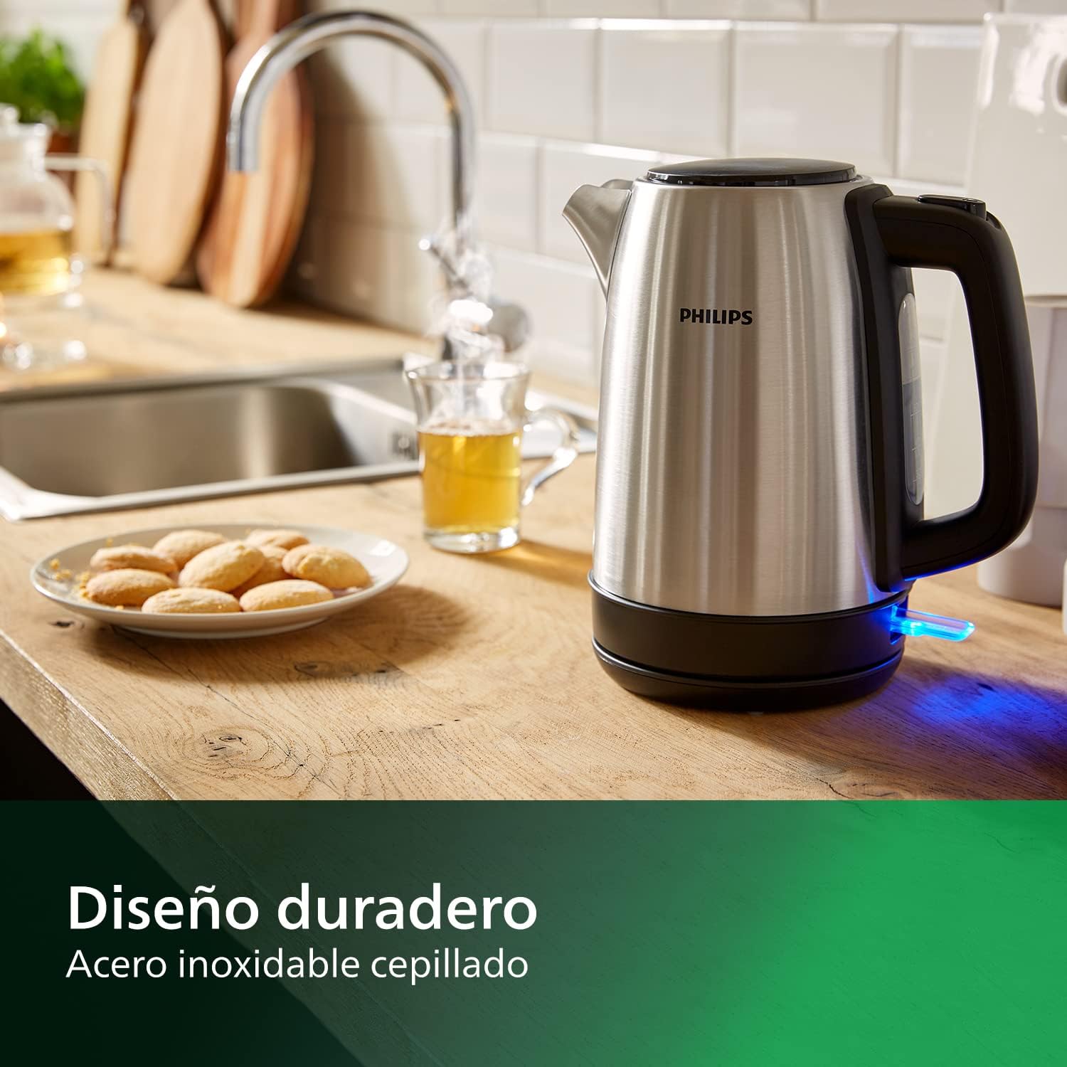 Philips HD9350/92 Daily Metal Kettle – 1.7L, 2200W, Silver/Black