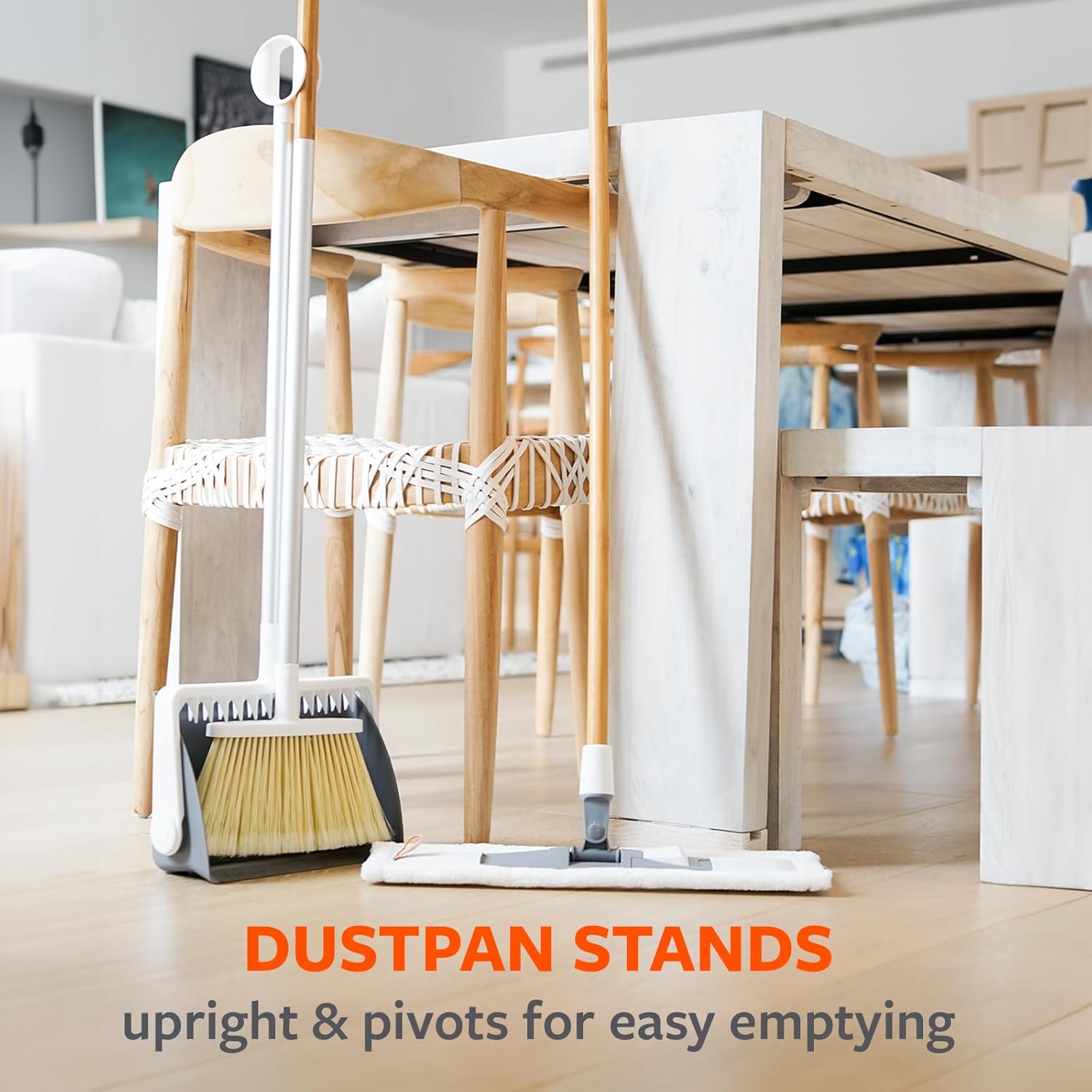 Full Circle Tag Team Easy-Empty Compact Standing Broom and Dustpan