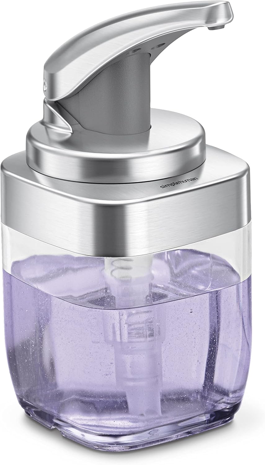 SimpleHuman Square Push Pump Soap Dispenser, 440ml / 15 oz, Brushed Nickel – BT1076