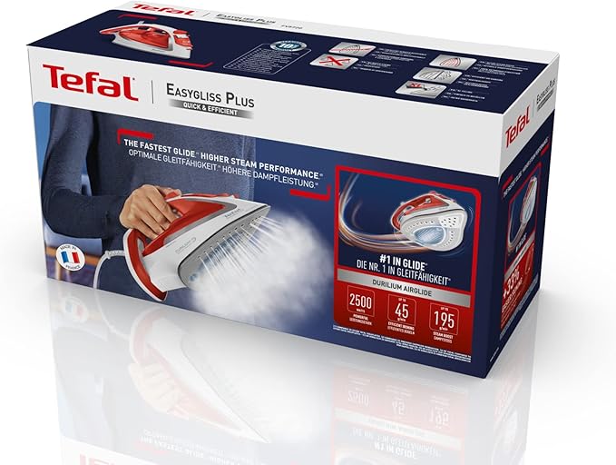Tefal Easygliss Plus Steam Iron 2500W Red/White