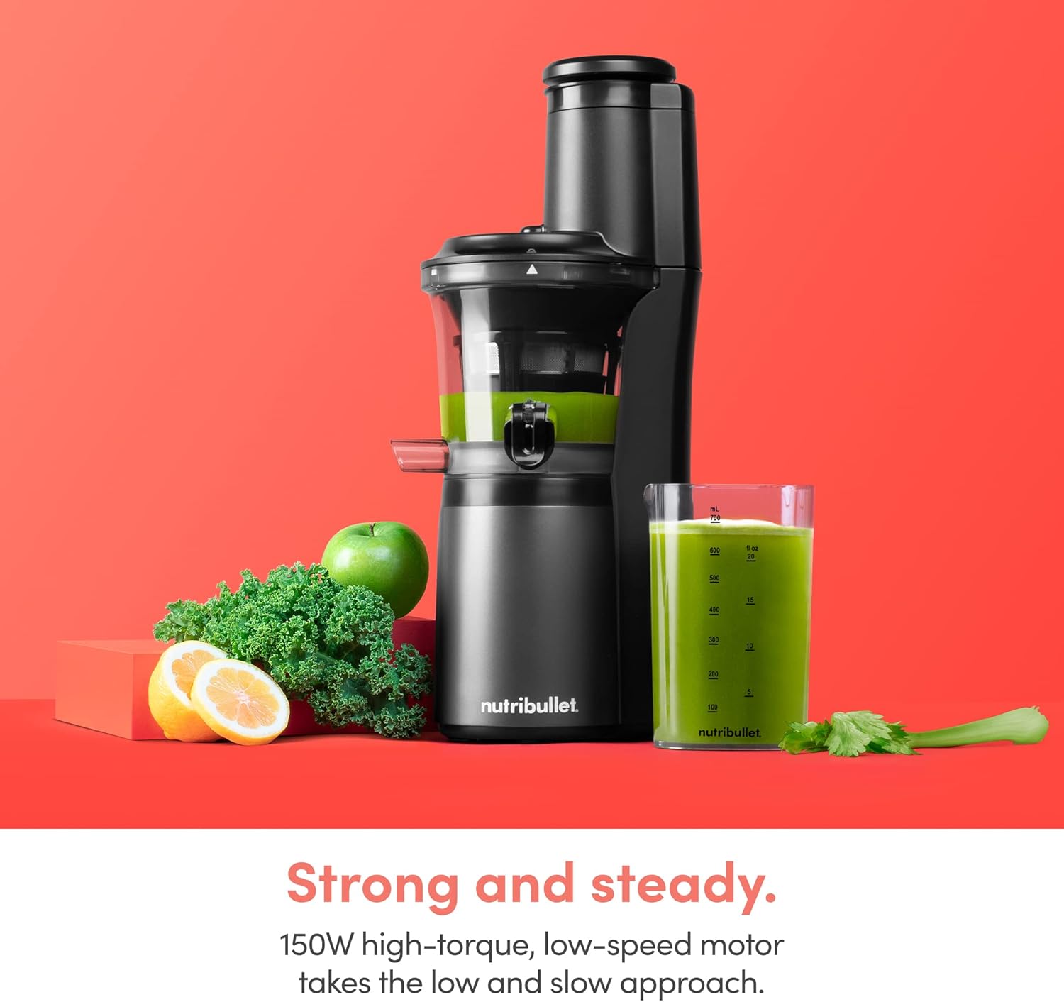 NutriBullet Slow Juicer – Cold Press Masticating Machine (Charcoal Black)