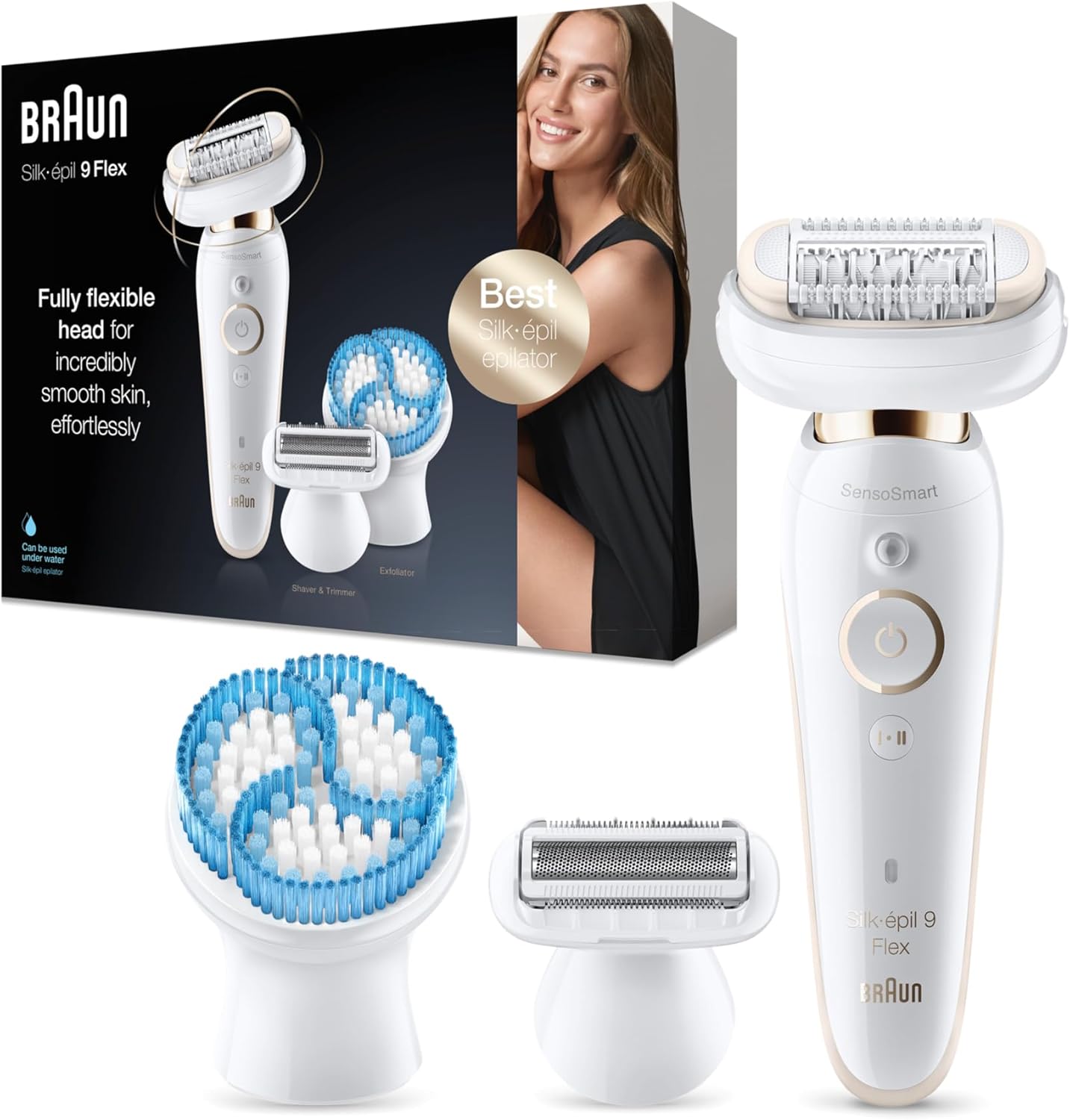Braun Silk-epil 9 Flex SES9010 Fully Flexible Head Epilator Wet & Dry White