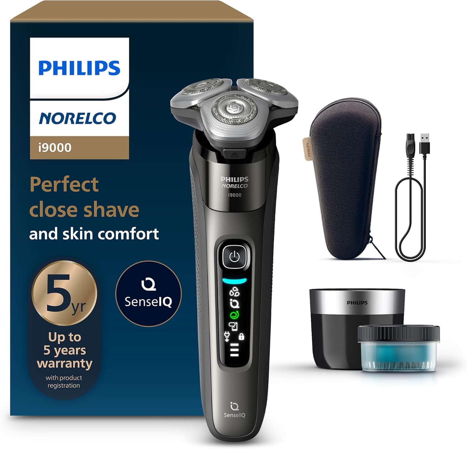 Philips Norelco Shaver i9000 X9002/82 - Wet & Dry - SkinIQ AI - Dark Slate