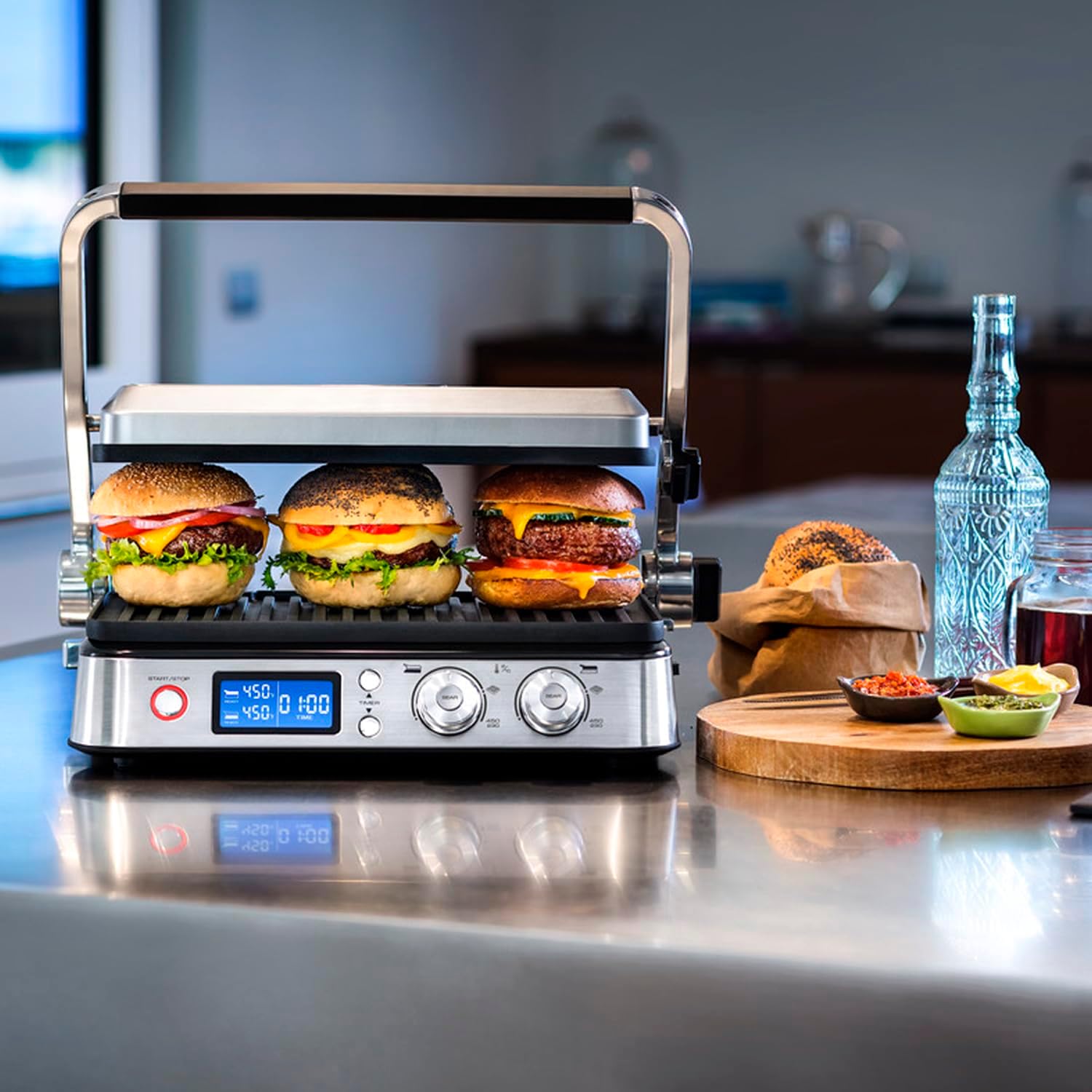 De'Longhi MultiGrill Digital 2000W 7-Function 3 Plate Sets Waffle Maker