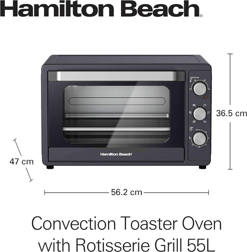 Hamilton Beach 55L Convection Oven with Rotisserie – Oyster Grey (2200W)