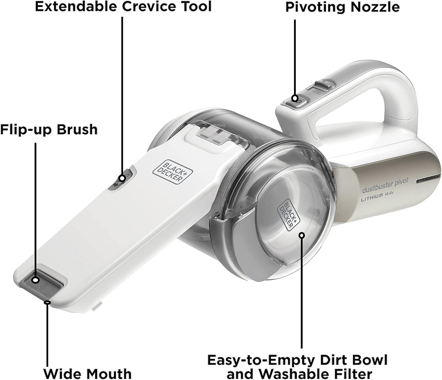 Black & Decker 14.4V Pivot Hand Vacuum - Champagne