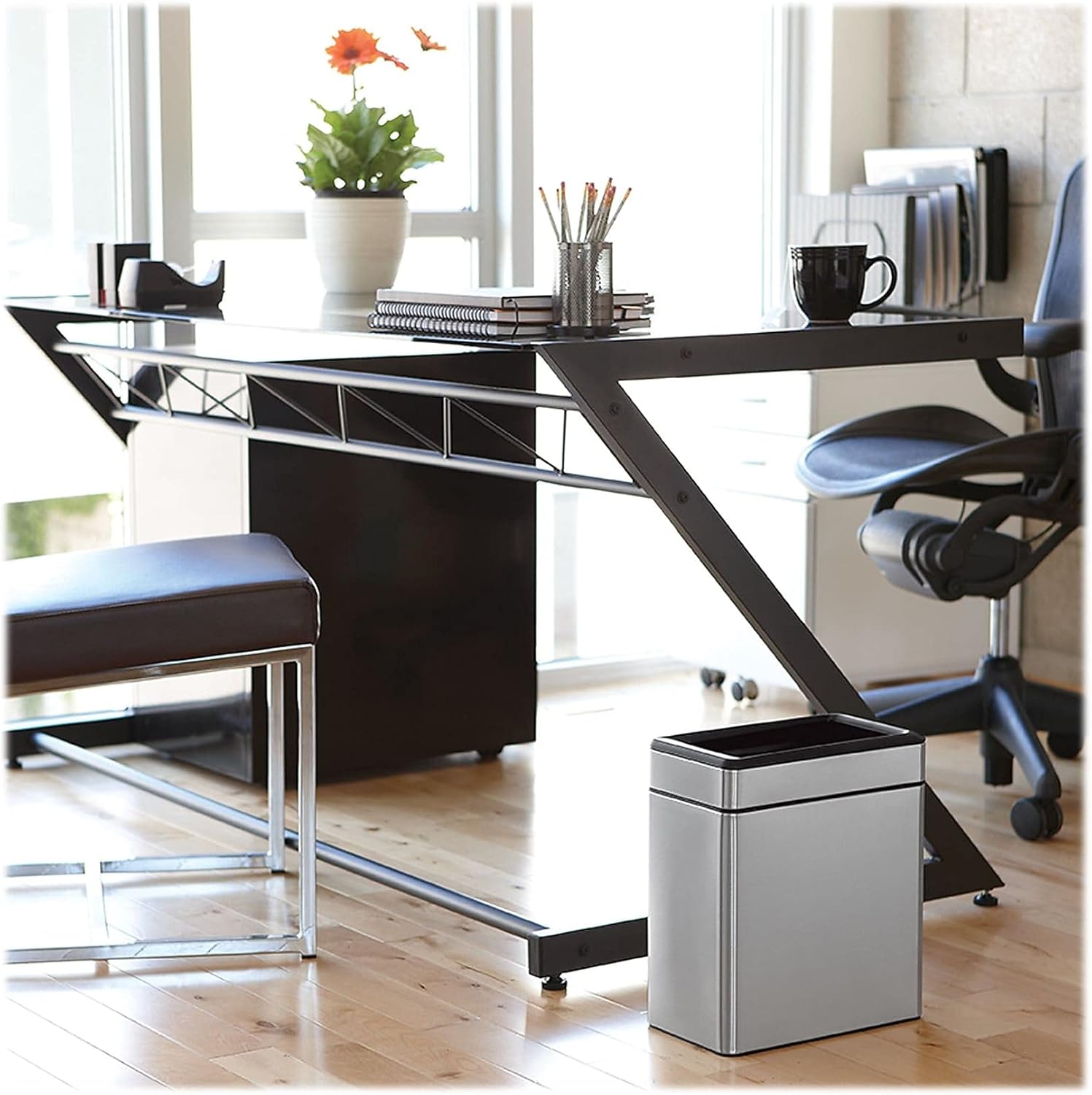 SimpleHuman 10L / 2.6 Gallon Profile Open Trash Can Slim Brushed