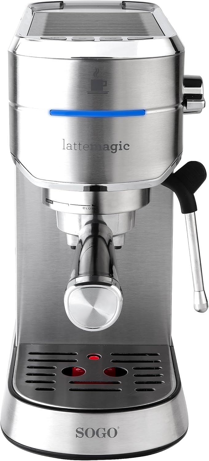 SOGO Espresso Coffee Machine, Stainless Steel, 15 Bar, Container 1450