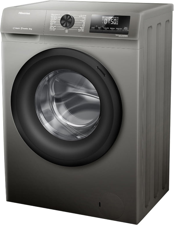 Hisense 8kg Front Load Washer 1200RPM Steam Wash Inverter Titanium Gray