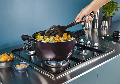 Tefal Resist Intense 9 Pc Cookware Set FlameProtect Non-Stick Dark Red Pots