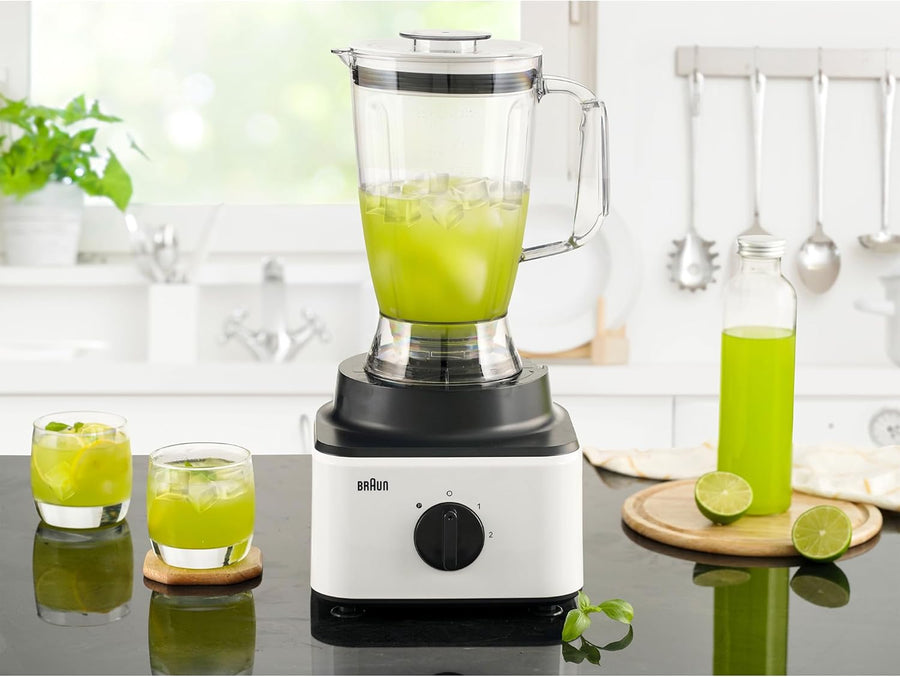 Braun Food Processor 750W 2.1L Bowl 1.8L Blender Grate Whisk Mash White Set