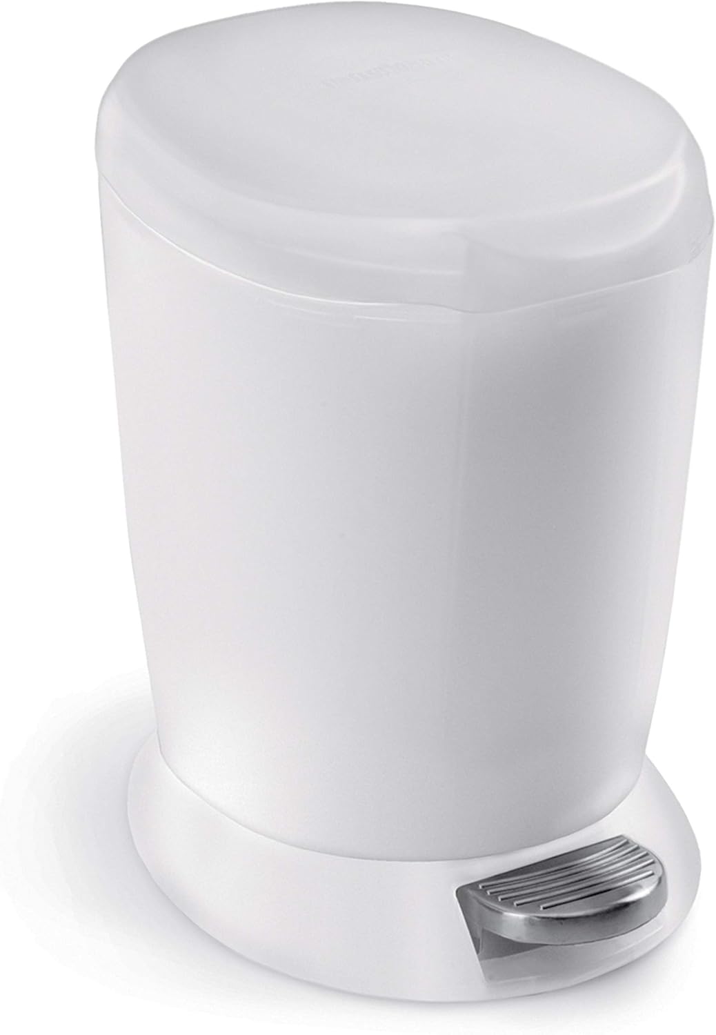 simplehuman 6L / 1.6 Gallon Compact Round Bathroom Step Can – White Plastic