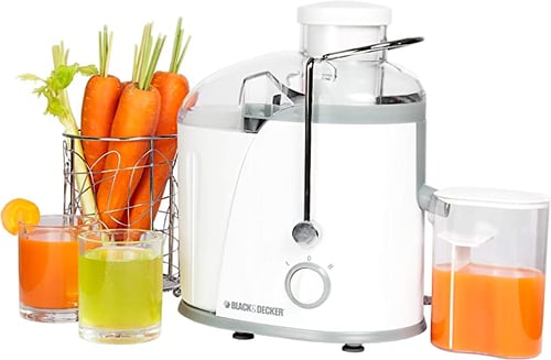 Black & Decker Juice Extractor 400W White 1.3L Large Feed Tube Juicer JE400