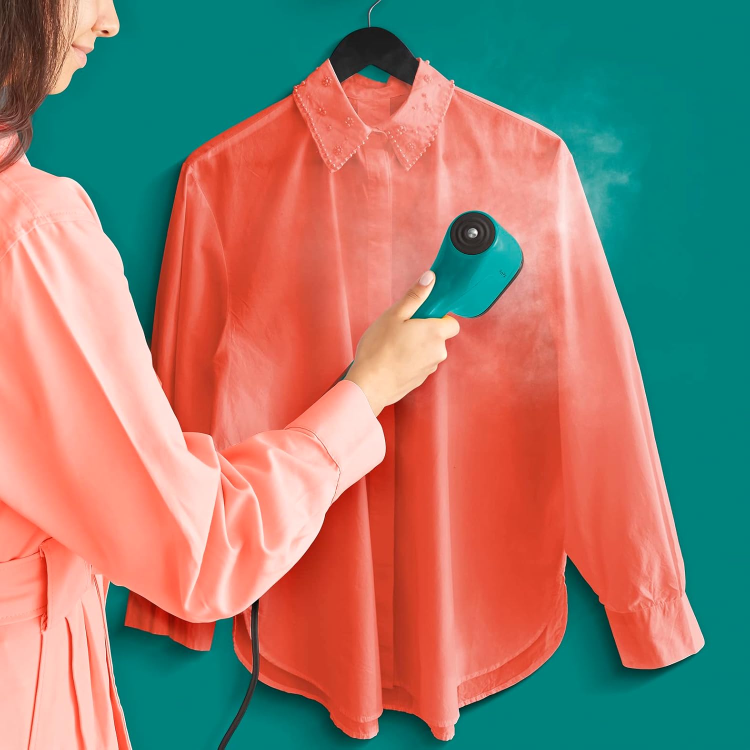 Tefal Pure Pop Handheld Steamer Green 1300W Slim Reversible Pad Portable