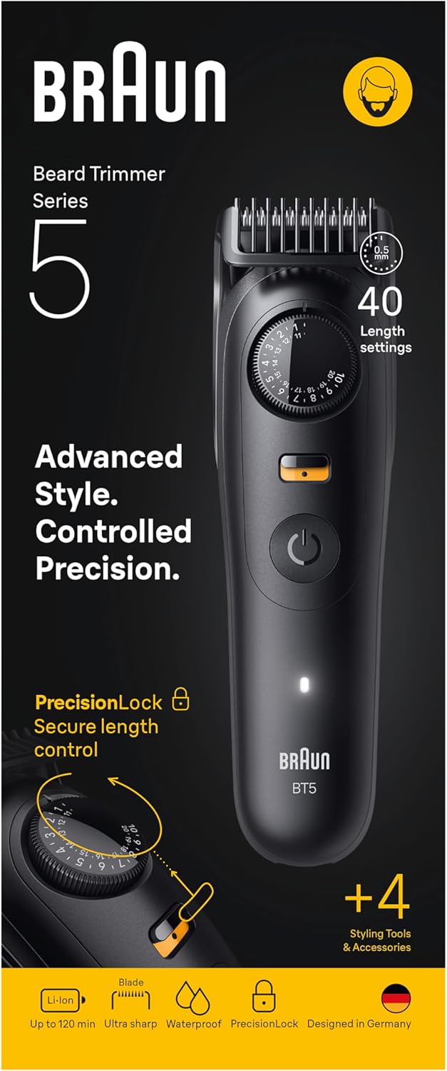 Braun Beard Trimmer BT5520 Precision Beard & Hair Trimmer with Lifetime Sharp Blades