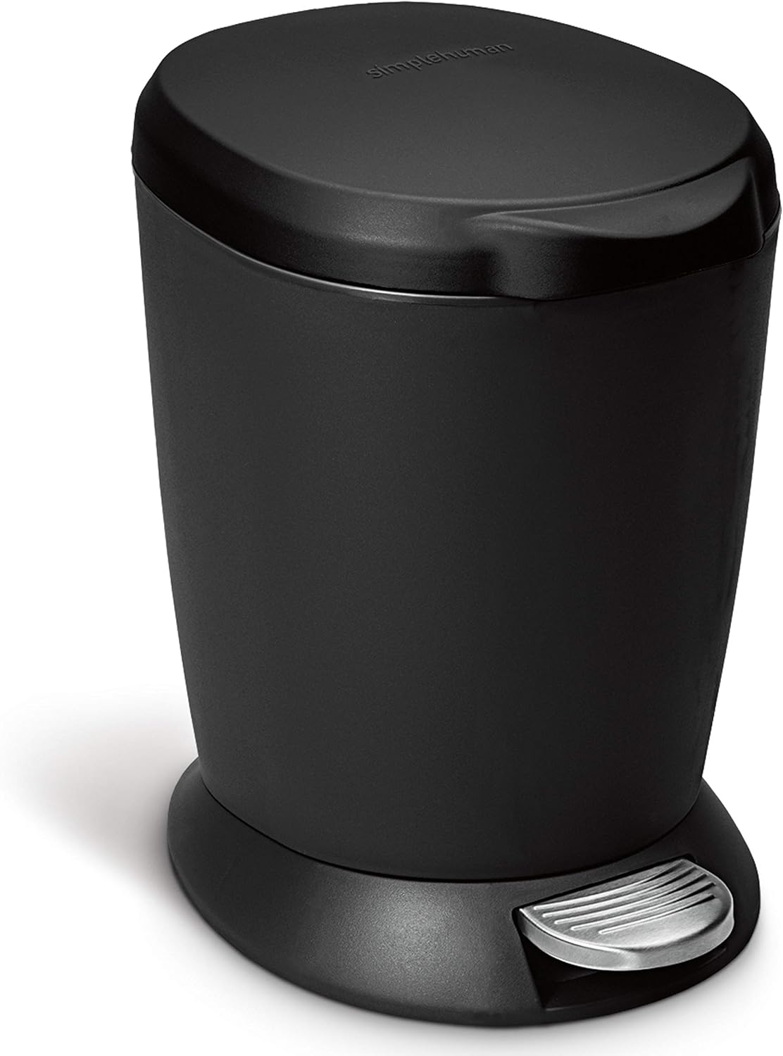 simplehuman 6L / 1.6 Gallon Compact Round Bathroom Step Can – Black Plastic