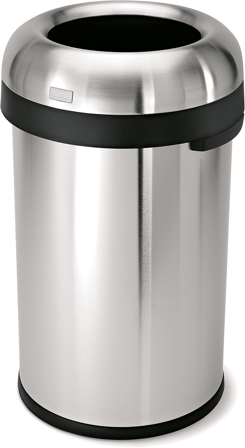 simplehuman 80L / 21.1 Gallon Bullet Open Top Trash Can – Brushed Stainless Steel