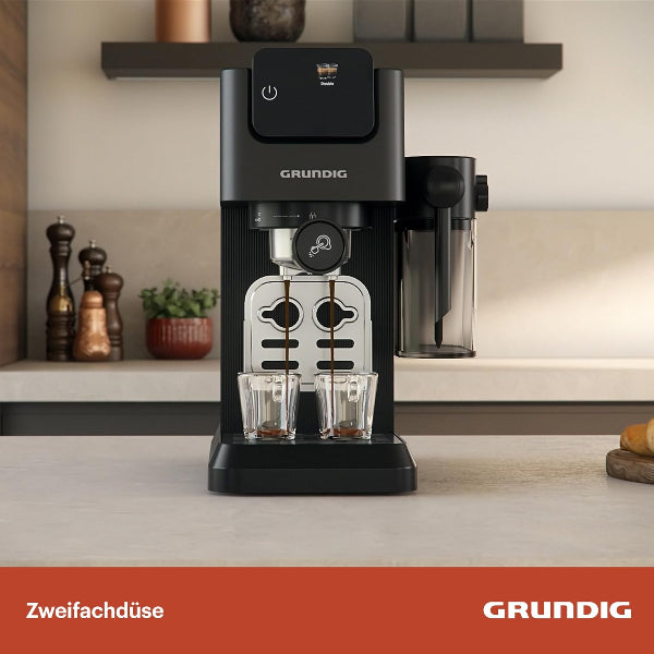 Grundig Espresso Machine 20 Bar Touch Display Integrated Milk Container Inox
