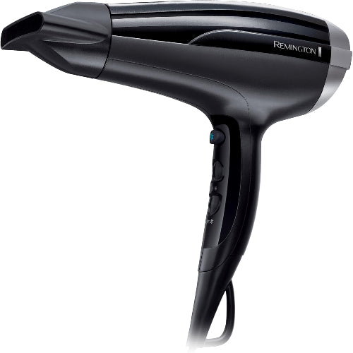 Black Remington hair dryer on a white background