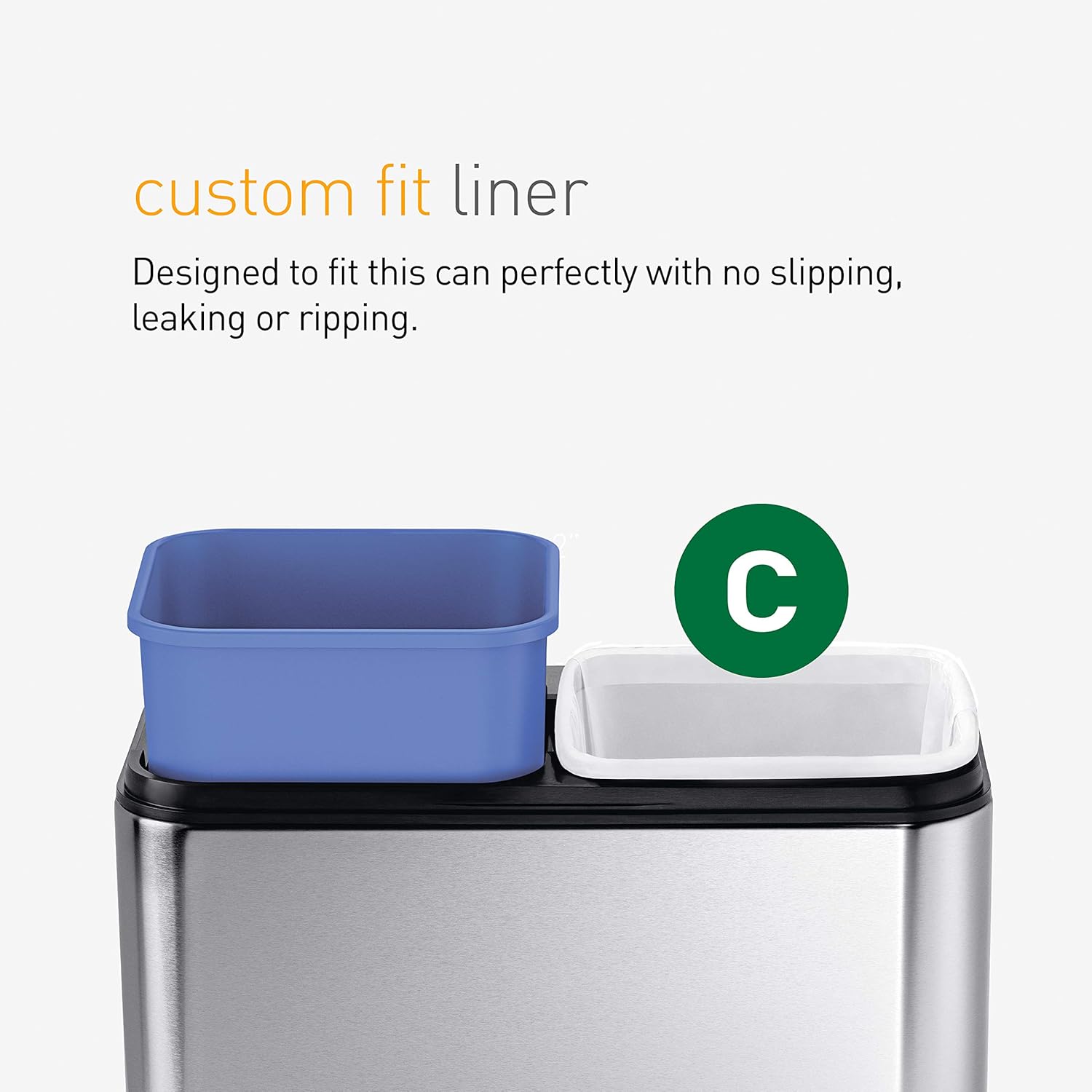 simplehuman CW1470 20L Slim Open Recycling Bin Brushed Stainless Steel