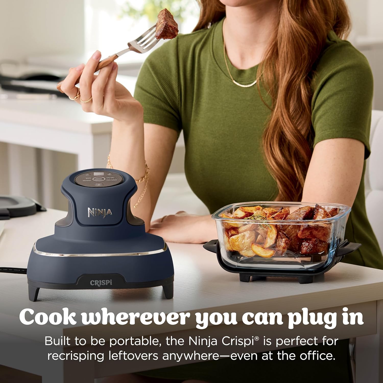 Ninja Crispi 4-in-1 Glass Air Fryer Non-Toxic 4QT Max Crisp Gray