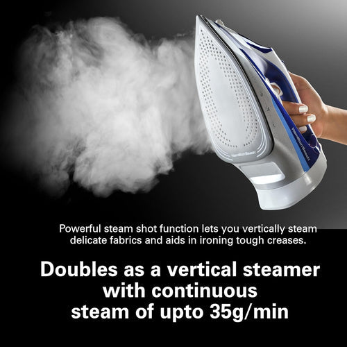 Hamilton Beach Steam Iron 2500W – Ceramic Soleplate & Auto-Shut Off (Blue)