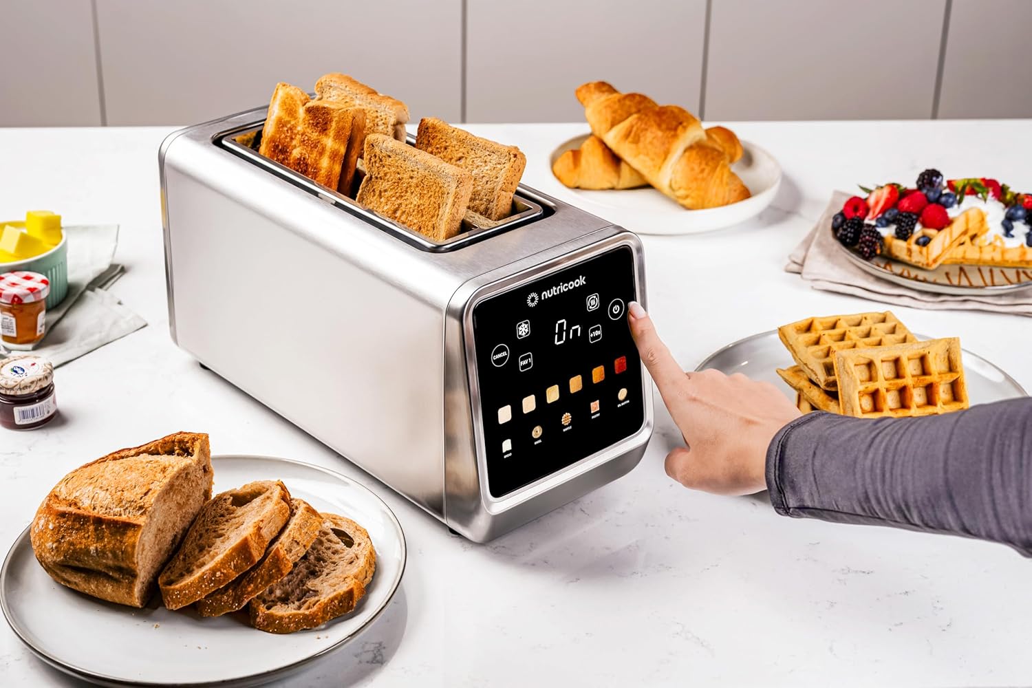 Nutricook Toaster TS401ME 4 Slice Digital Touchscreen 1450W Warming Rack