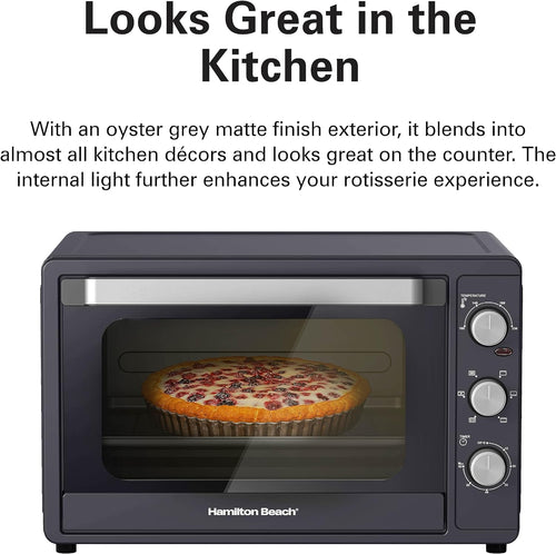 Hamilton Beach 55L Convection Oven with Rotisserie – Oyster Grey (2200W)