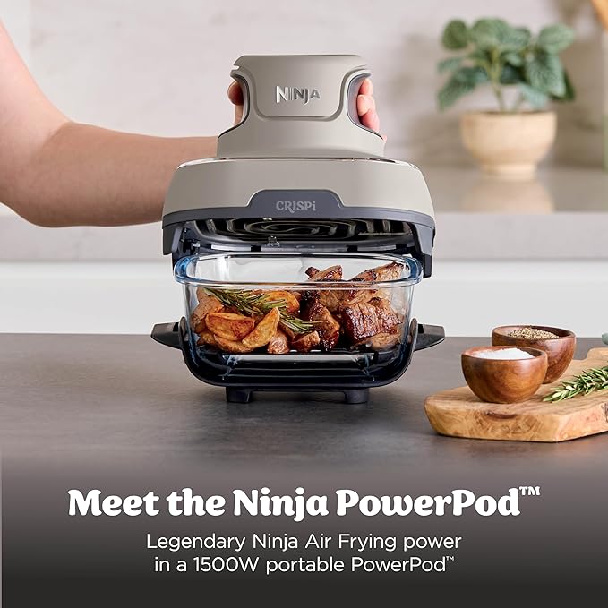Ninja Crispi 4-in-1 Glass Air Fryer Non-Toxic 4QT Max Crisp Stone