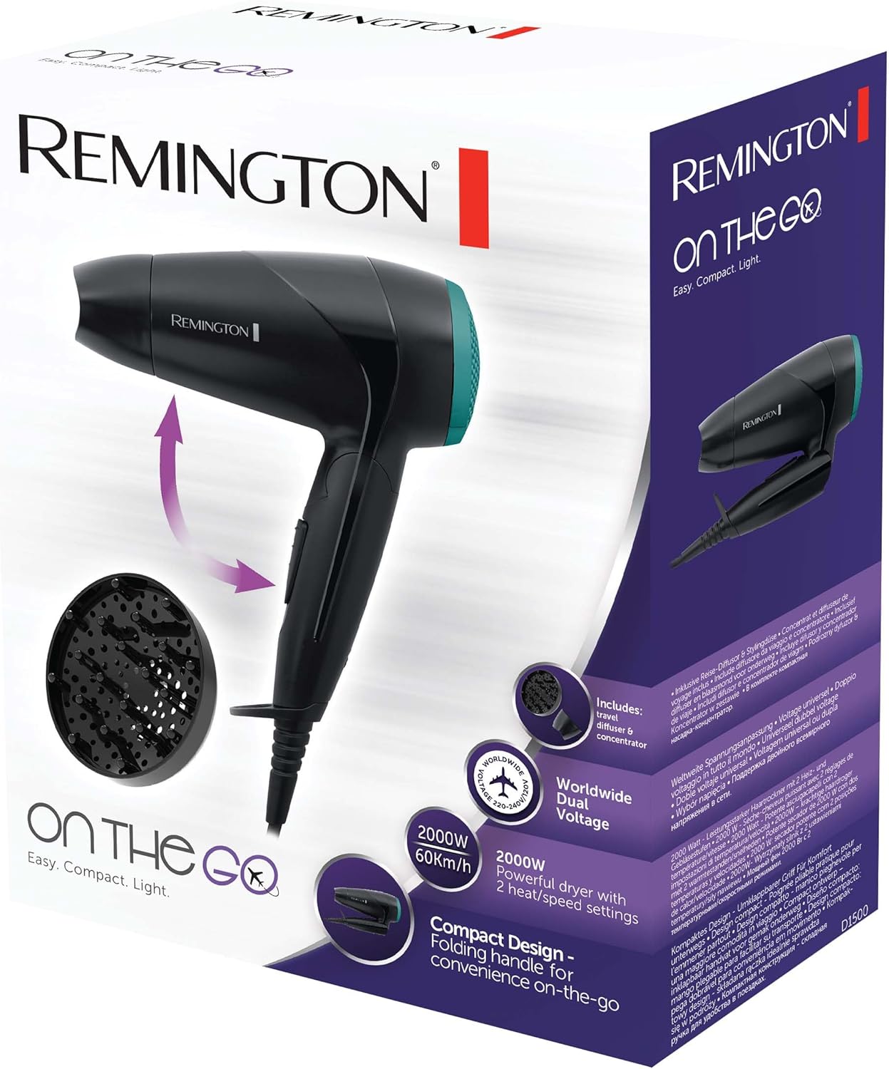 Remington D1500 Foldable Hair Dryer Ultra Compact & Powerful