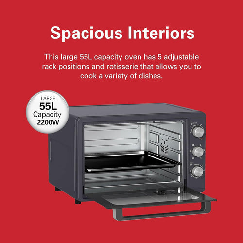 Hamilton Beach 55L Convection Oven with Rotisserie – Oyster Grey (2200W)