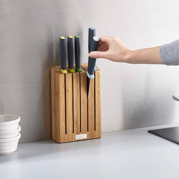 Joseph Joseph Elevate Knives Bamboo 5pc Set Magnetic Slimline Japanese Steel