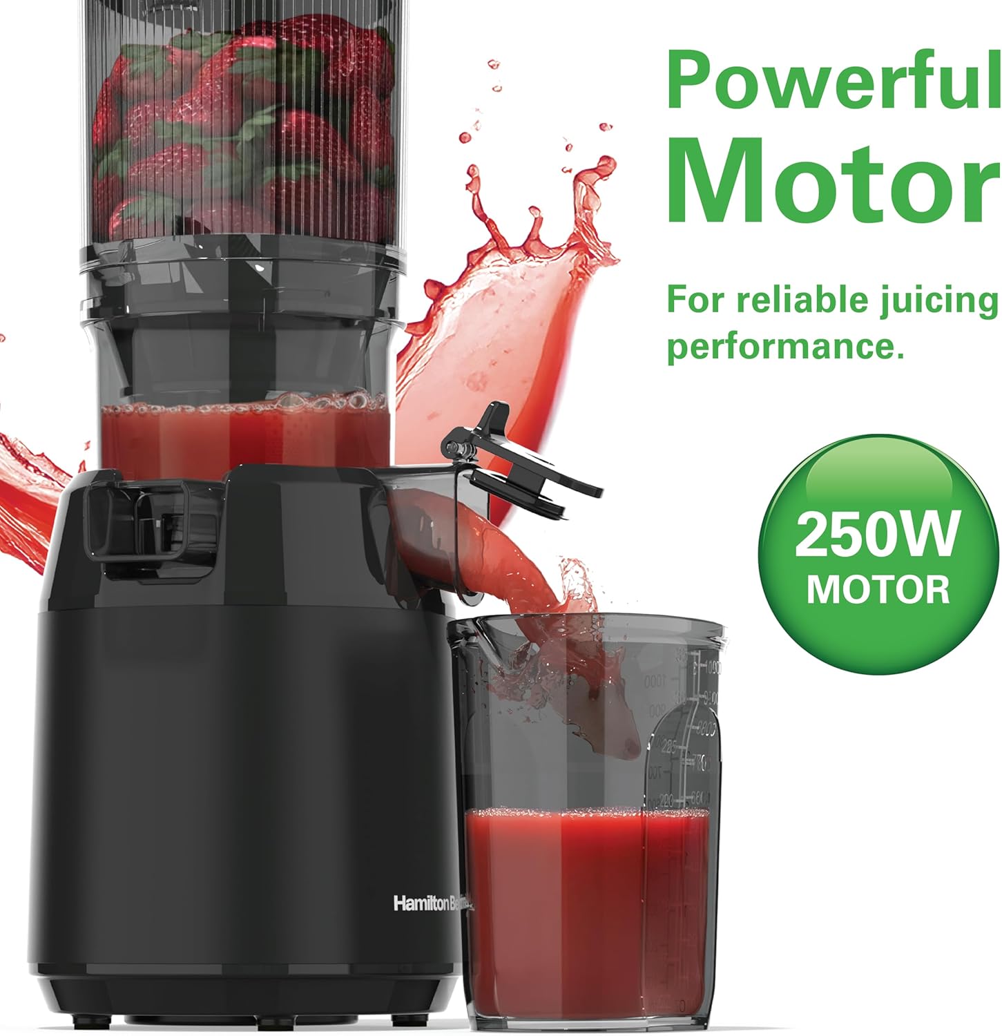 Hamilton Beach Slow Juicer Cold Press, 250W, Wide Chute