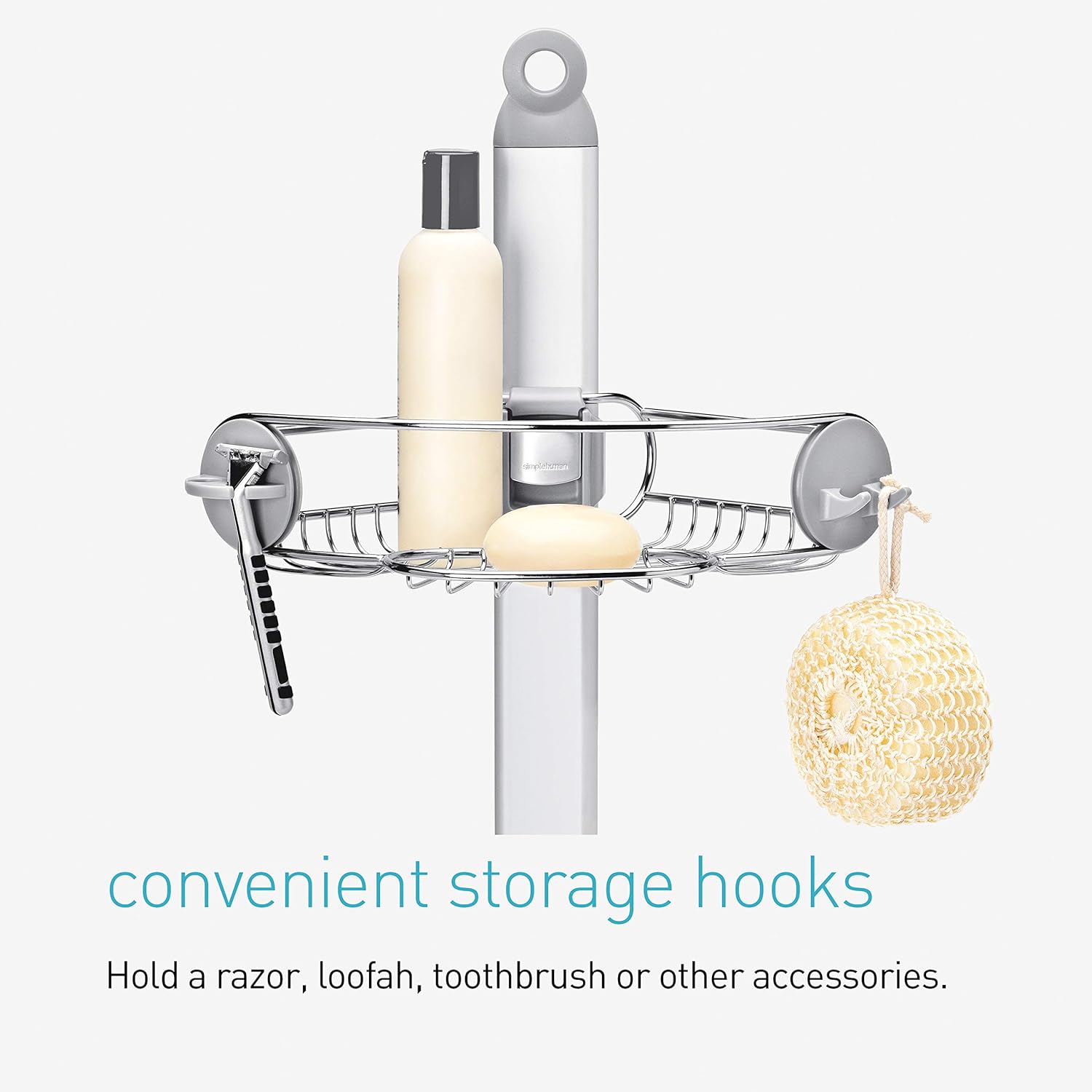 SimpleHuman Corner Shower Caddy, Stainless Steel & Anodized Aluminum