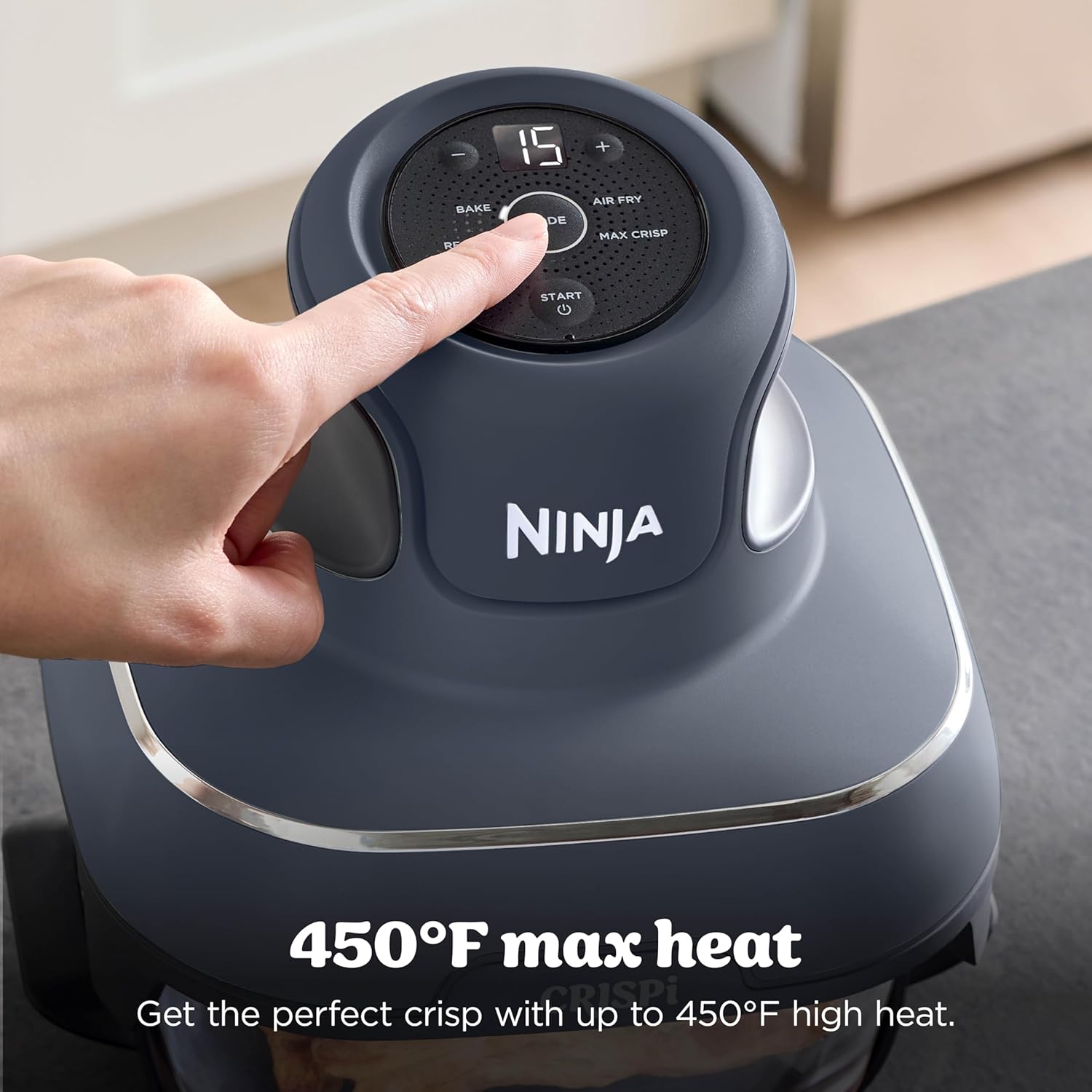 Ninja Crispi 4-in-1 Glass Air Fryer Non-Toxic 4QT Max Crisp Gray