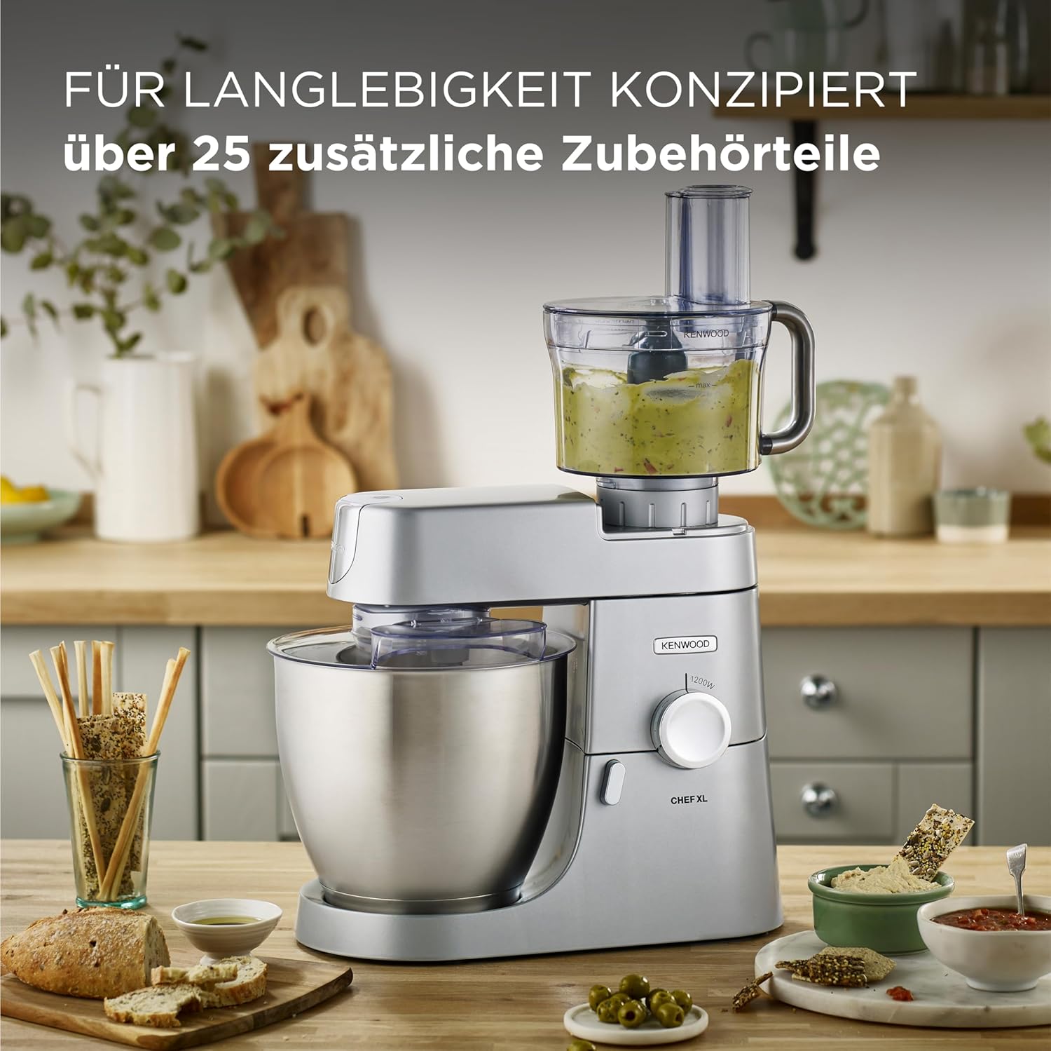 Kenwood Chef XL Kitchen Machine KVL4100S 1200W 6.7L Silver Metal Stand Mixer