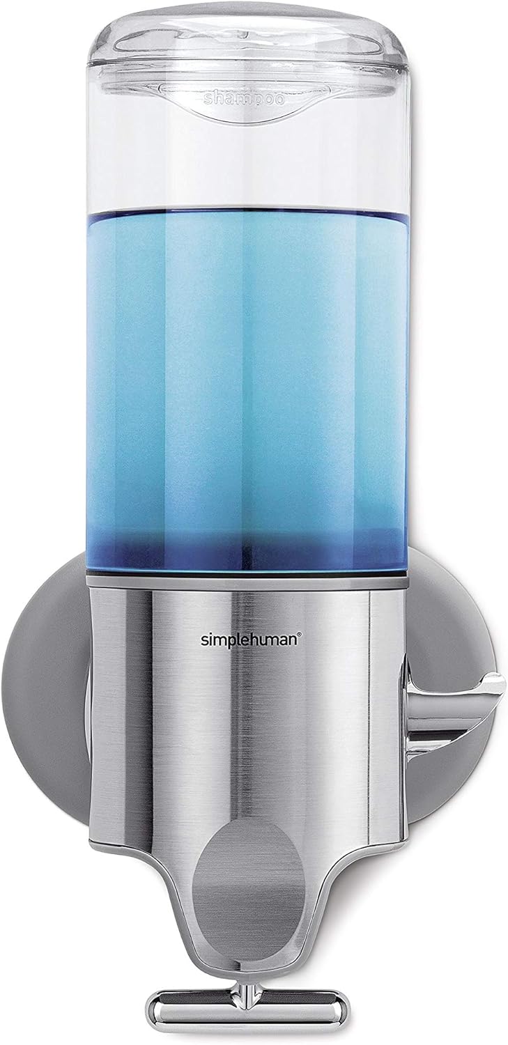 SimpleHuman Single Wall Mount Shower Pump, Stainless Steel, 15 fl oz Dispenser – BT1027