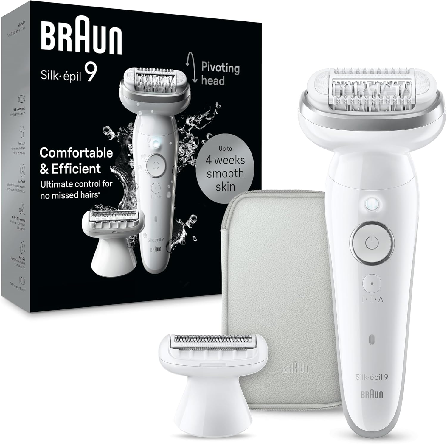 Braun White & Silver Silk-Epil 9 3D Epilator Wet & Dry Ses9-041