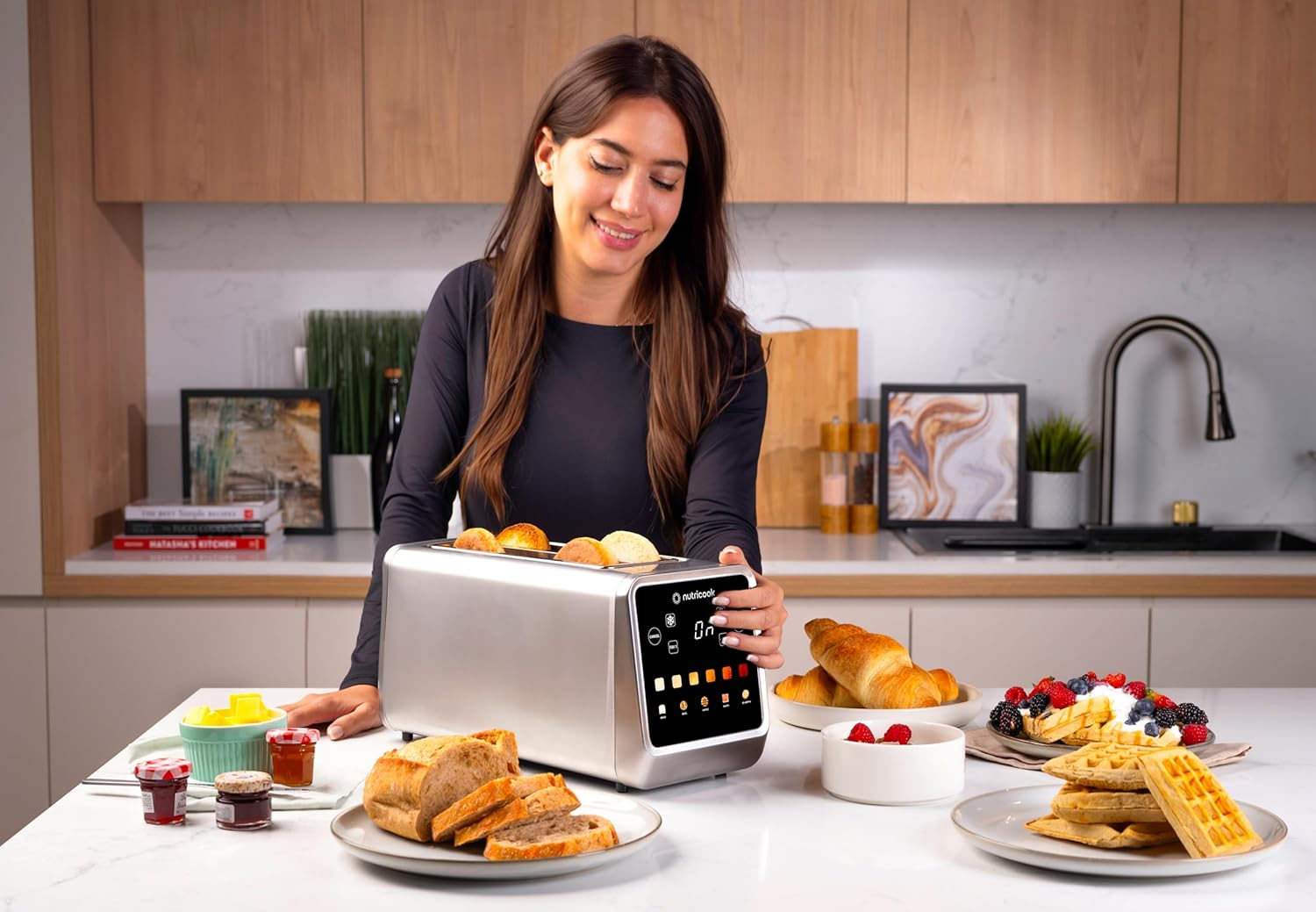 Nutricook Toaster TS401ME 4 Slice Digital Touchscreen 1450W Warming Rack