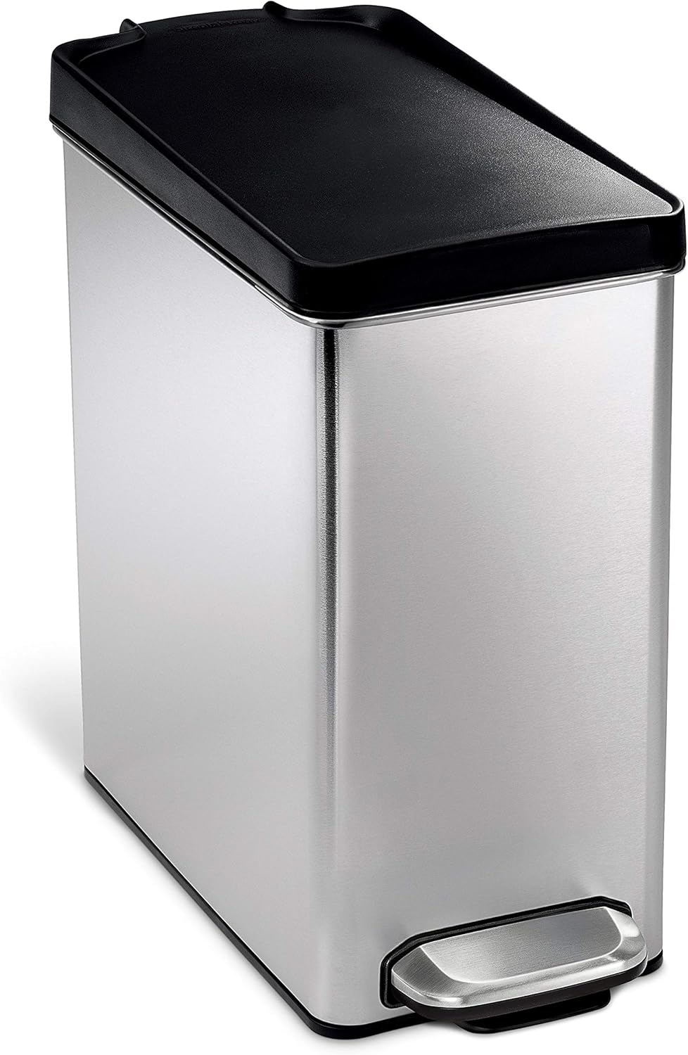 SimpleHuman CW1180CB 10L Slim Profile Pedal Bin – Brushed Steel & Black Lid