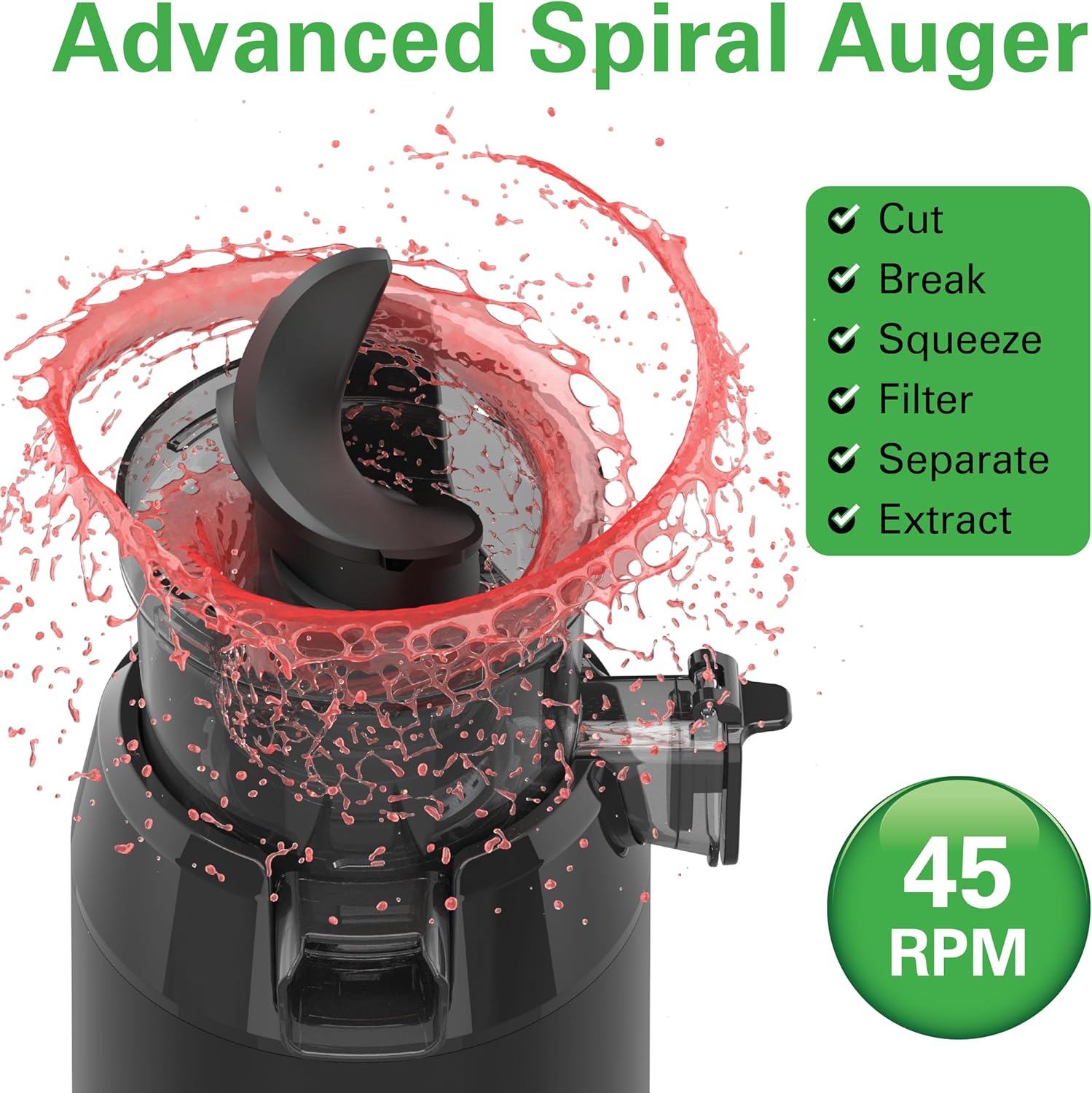 Hamilton Beach Slow Juicer Cold Press, 250W, Wide Chute