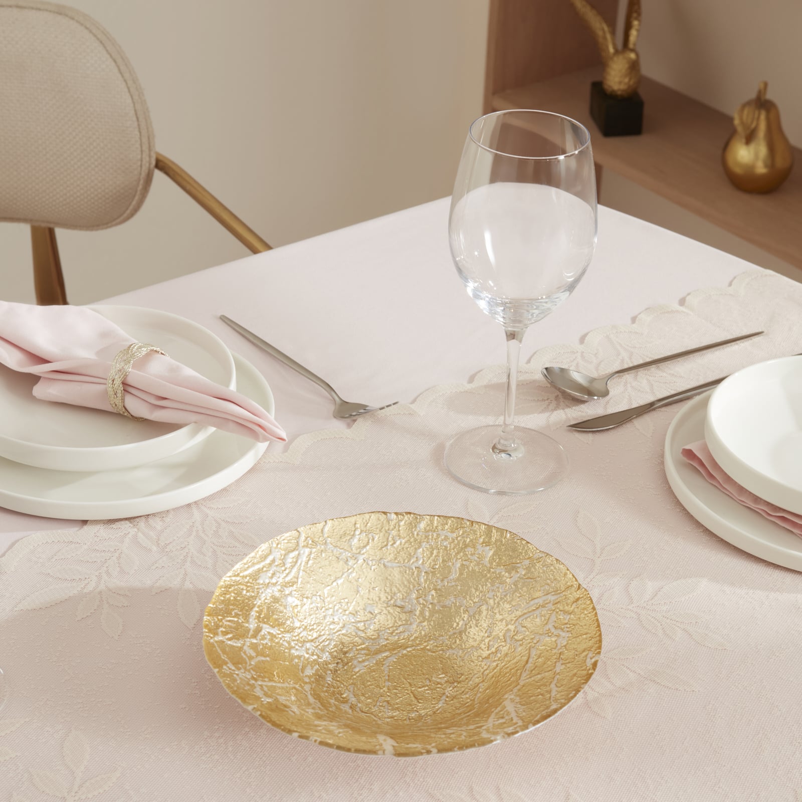 Karaca Home Dina Decorative Plate 40 cm Gold Glass Luxury Modern Statement