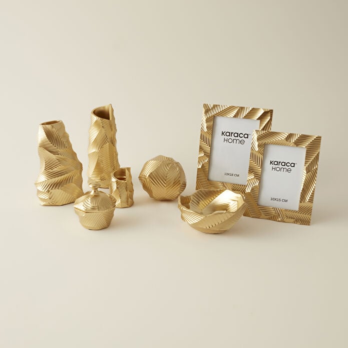 Karaca Home Lana Decorative Object 11x11 cm Gold Geometric Orb Modern Accent