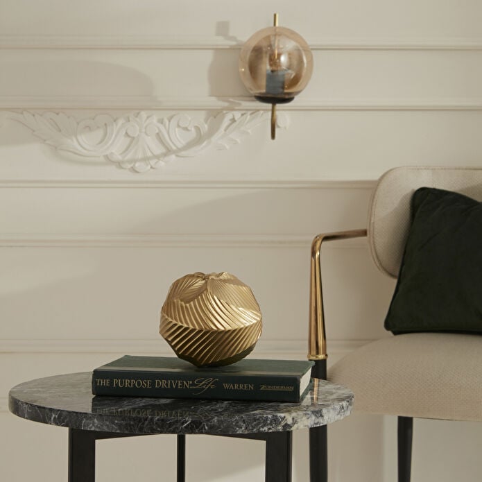 Karaca Home Lana Decorative Object 11x11 cm Gold Geometric Orb Modern Accent