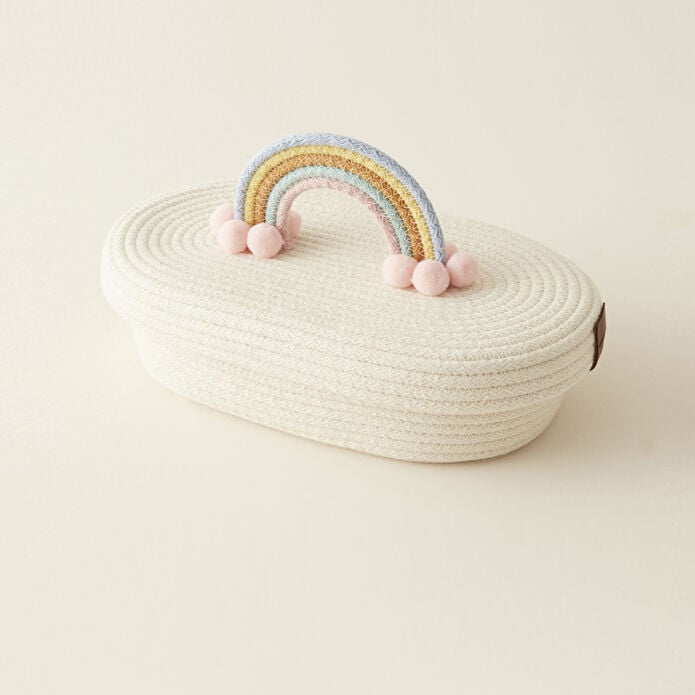 Karaca Home Rainbow Handled Woven Storage Box 26x14 cm Cotton Rope Organizer